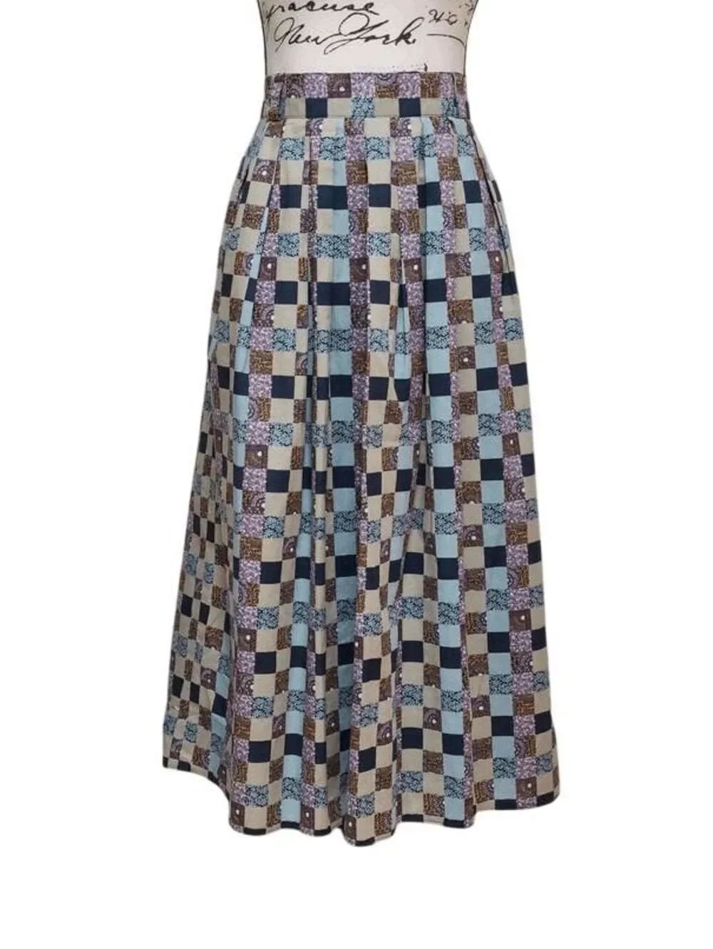 DREI ZINNEN Vintage 100% Cotton Abstract Midi Skirt Pockets SIZE M / EU 40
